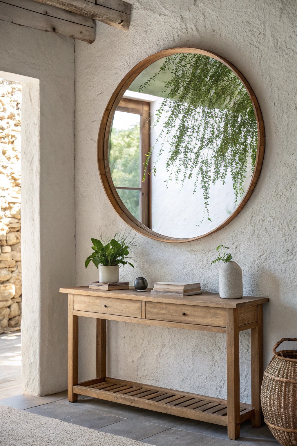 Elevate your entryway with a statement mirror—where light meets artistry.