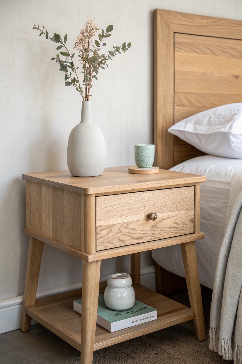 Elevate your neutral bedroom with handcrafted details and a touch of color.