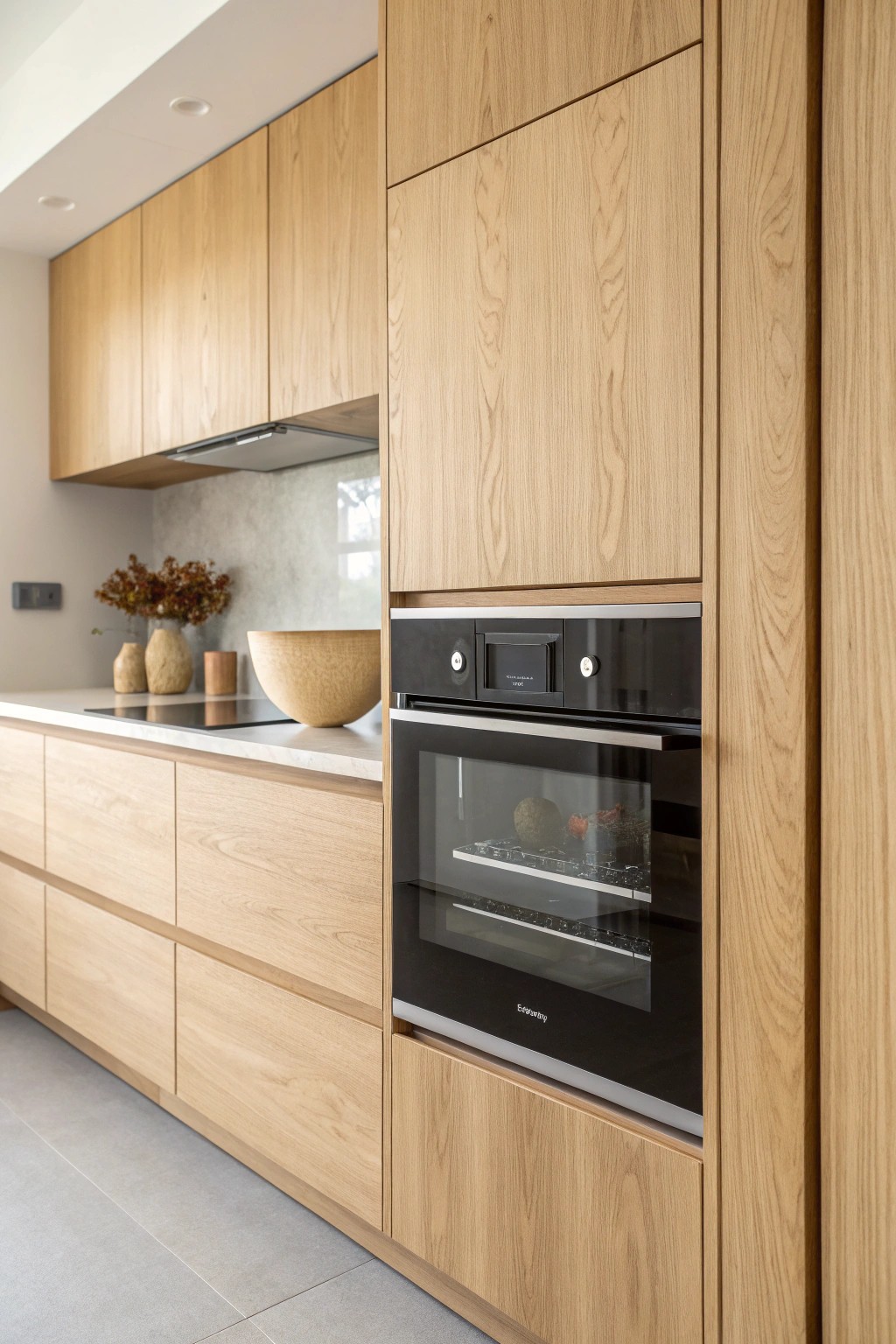 Seamless style: compact oven beautifully integrated into modern kitchen cabinetry.