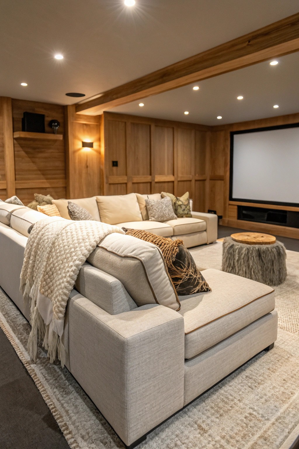 Effortless comfort: A modular sofa transforms small spaces for movie nights in style.