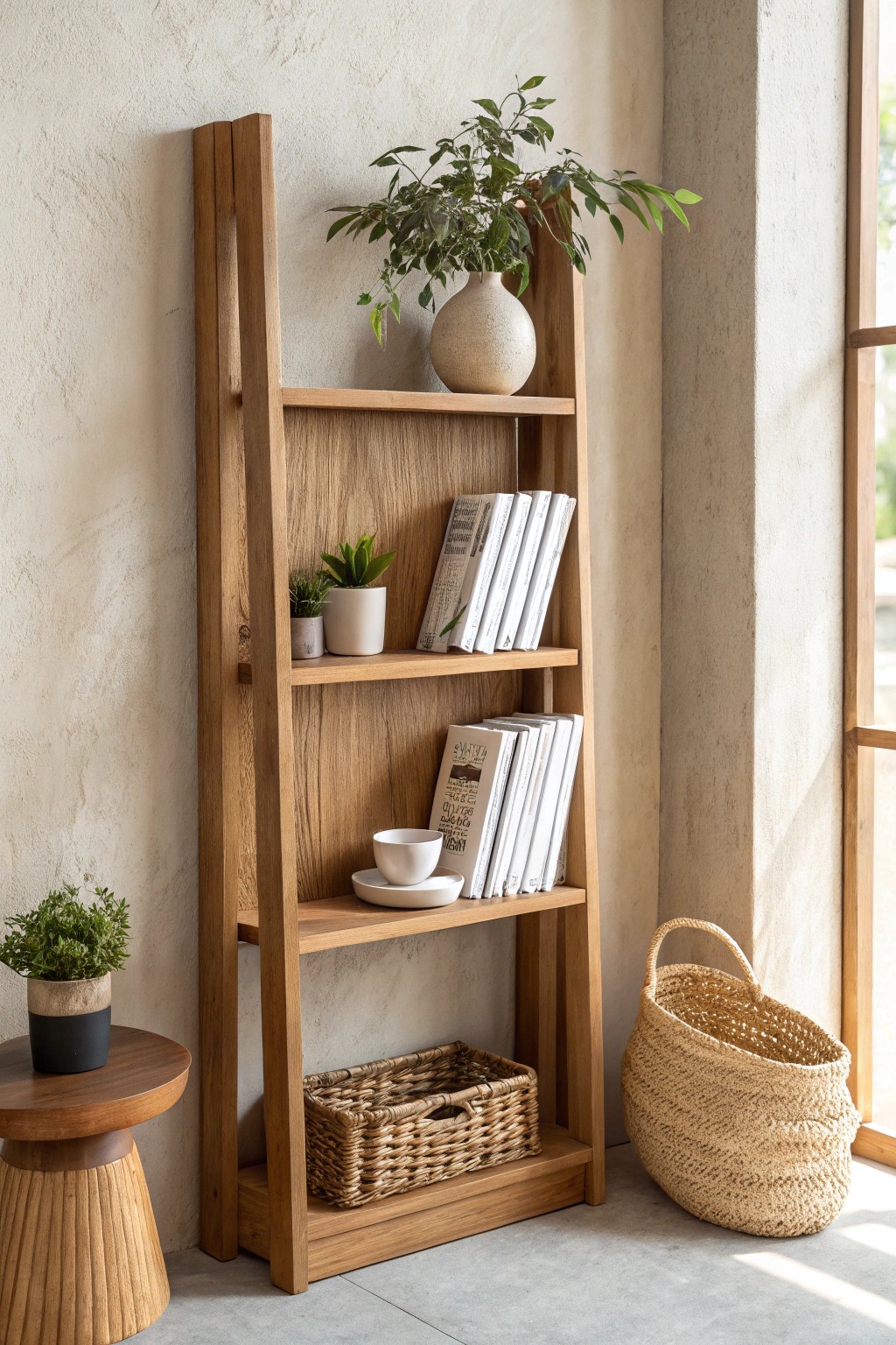 Elevate your workspace: Vertical shelving for effortless style and smart storage.