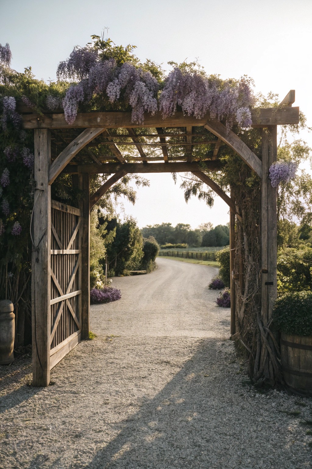 Step into a secret garden—where your journey begins under a graceful, flower-draped archway.