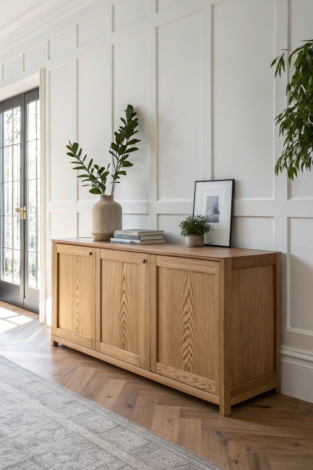 A hidden wall console: seamless style meets smart living.