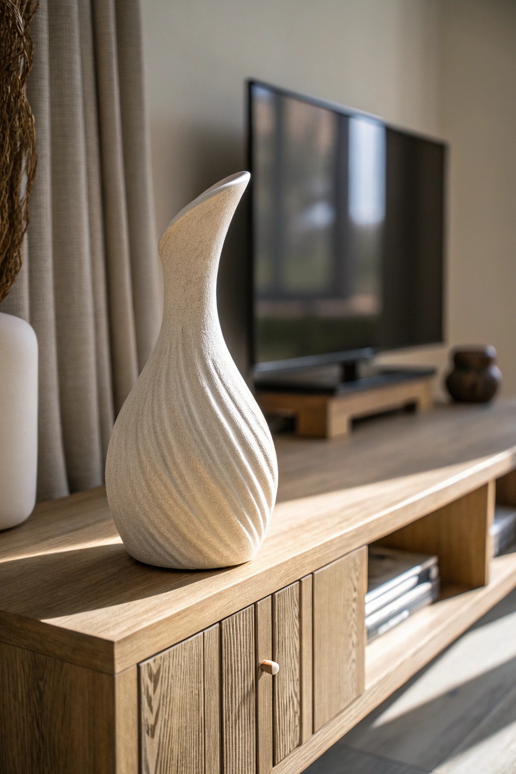 Elevate your TV stand with a stunning sculptural statement piece.