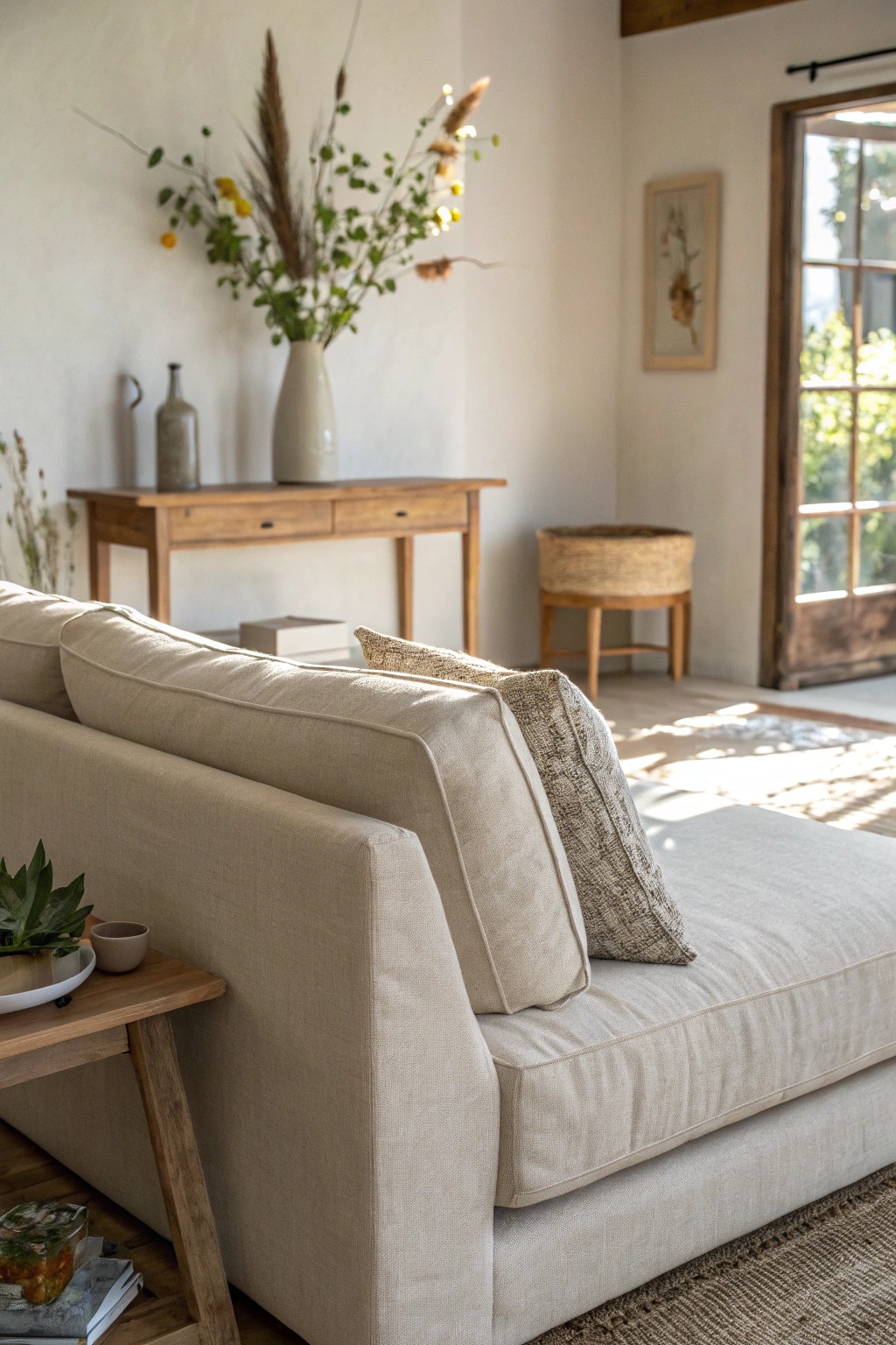 Let your sofa’s back define the space—style meets function in open-concept living.