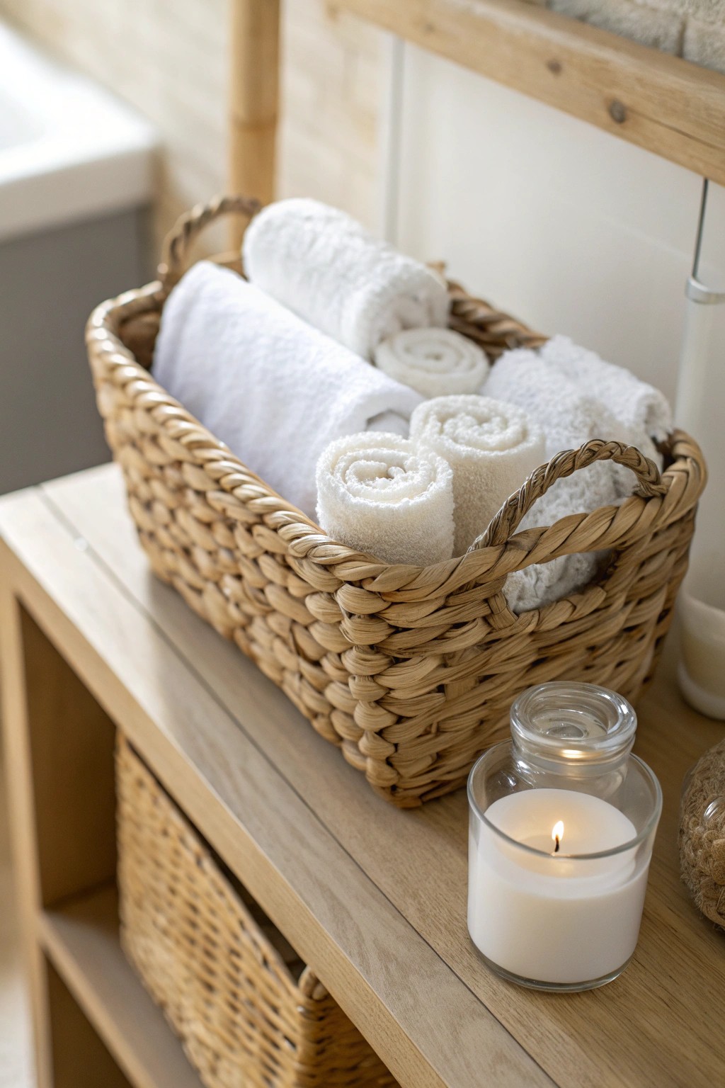 Transform your bathroom with a serene spa basket—simple, natural, and inviting.