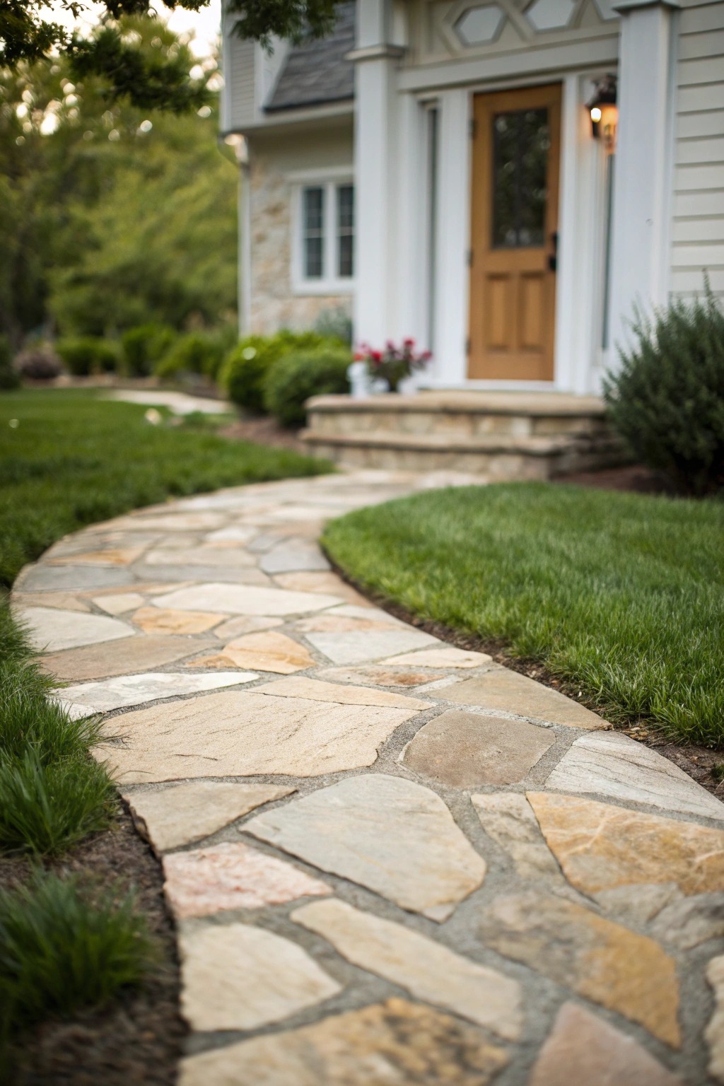 Elevate your curb appeal with a timeless stone walkway.