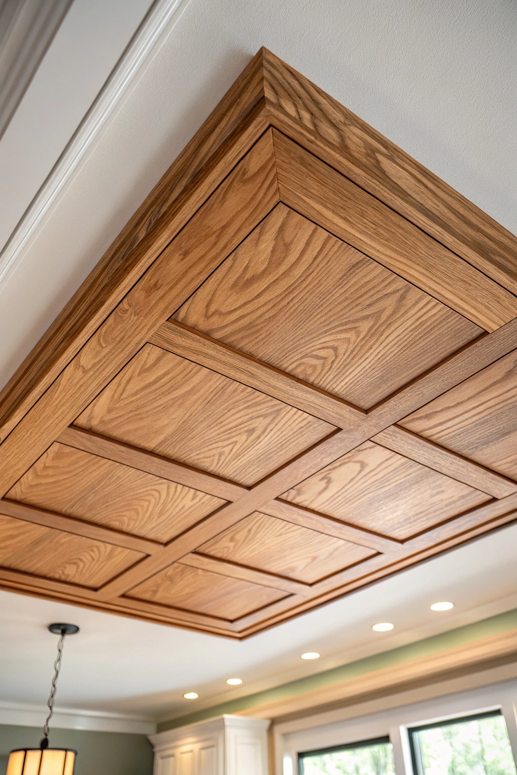 Bring warmth home with a handcrafted natural wood drop ceiling panel.