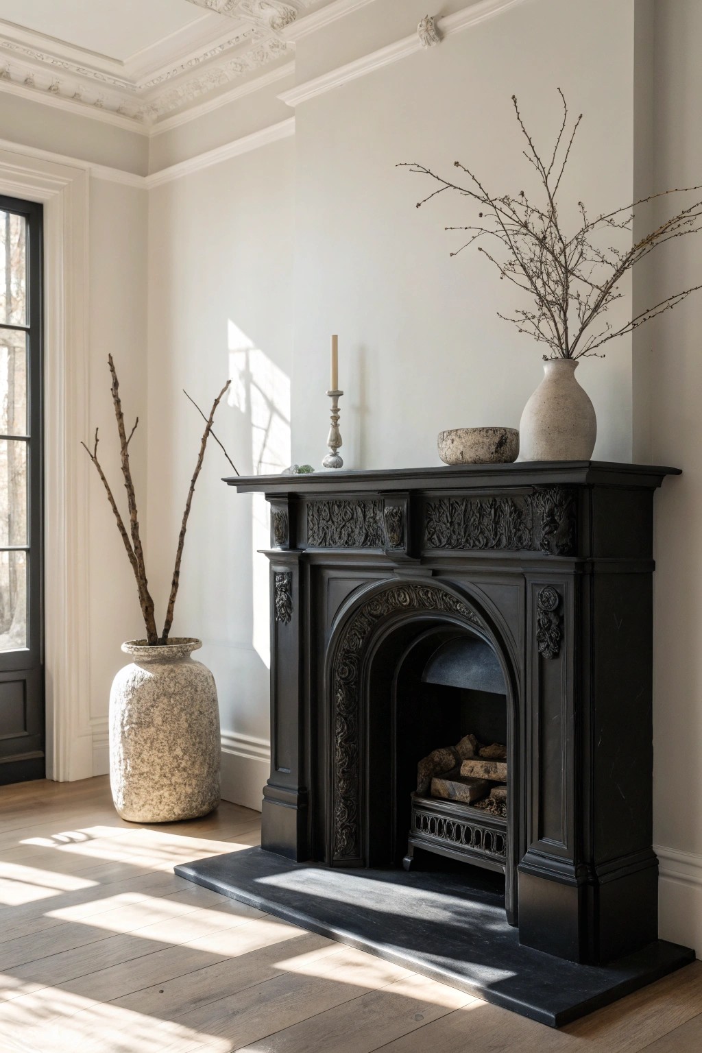 Make a statement: Elevate your space with a bold matte black fireplace.