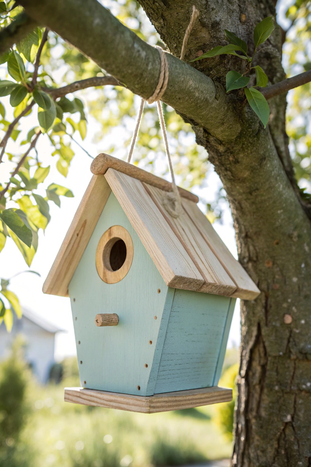 Bring natural charm to your garden with a handcrafted, pastel birdhouse.