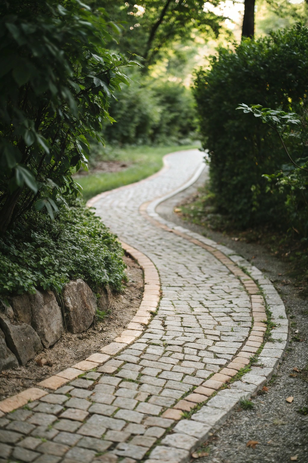 Let your garden flow with the elegance of a curvy cobblestone path.