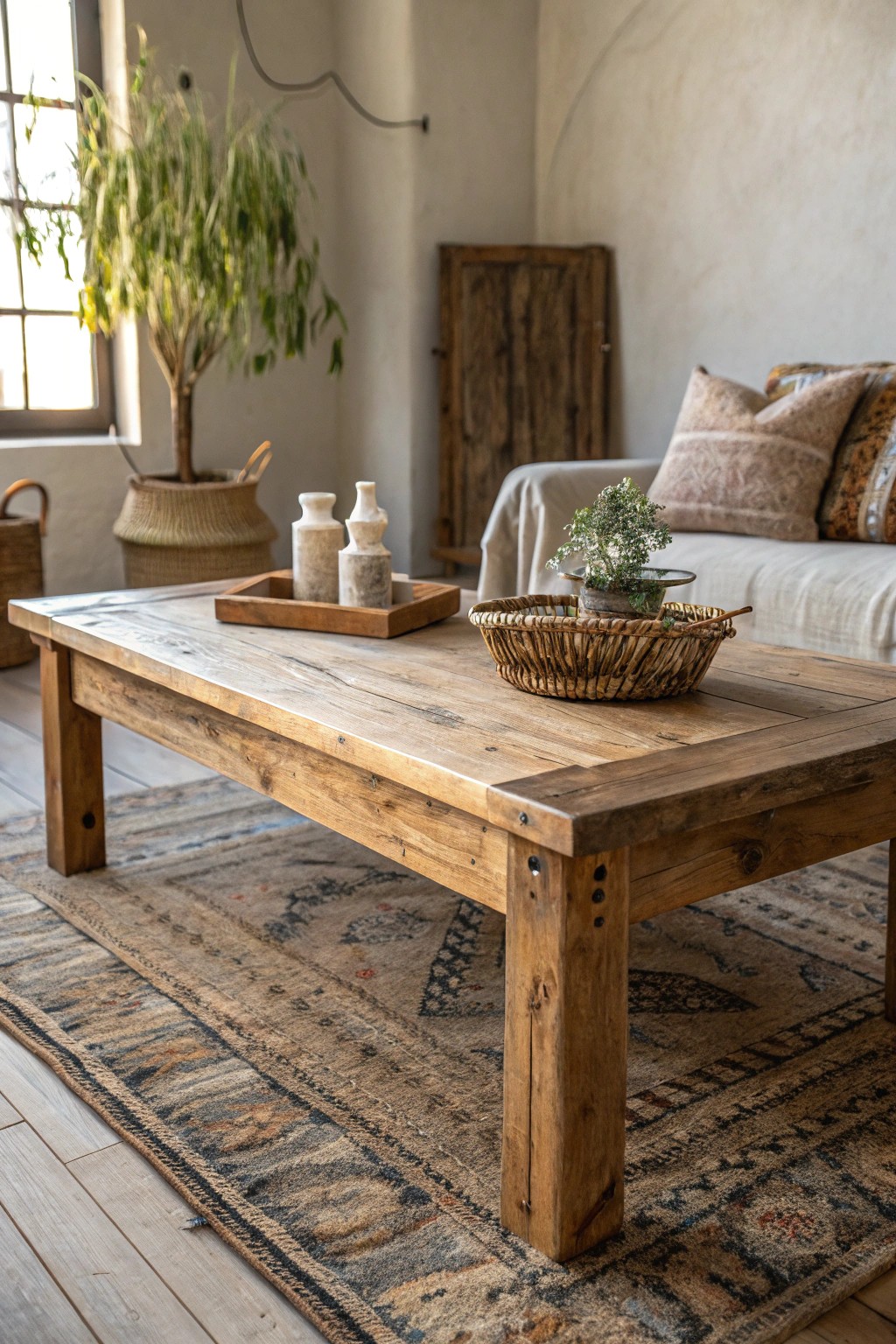 Celebrate authenticity with a handcrafted reclaimed wood coffee table—perfect for a rustic, soulful living room.