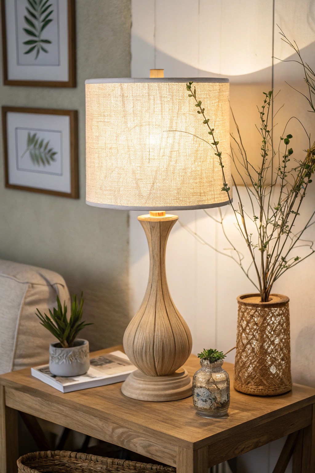 Create a warm, layered ambiance with a beautifully crafted statement lamp.