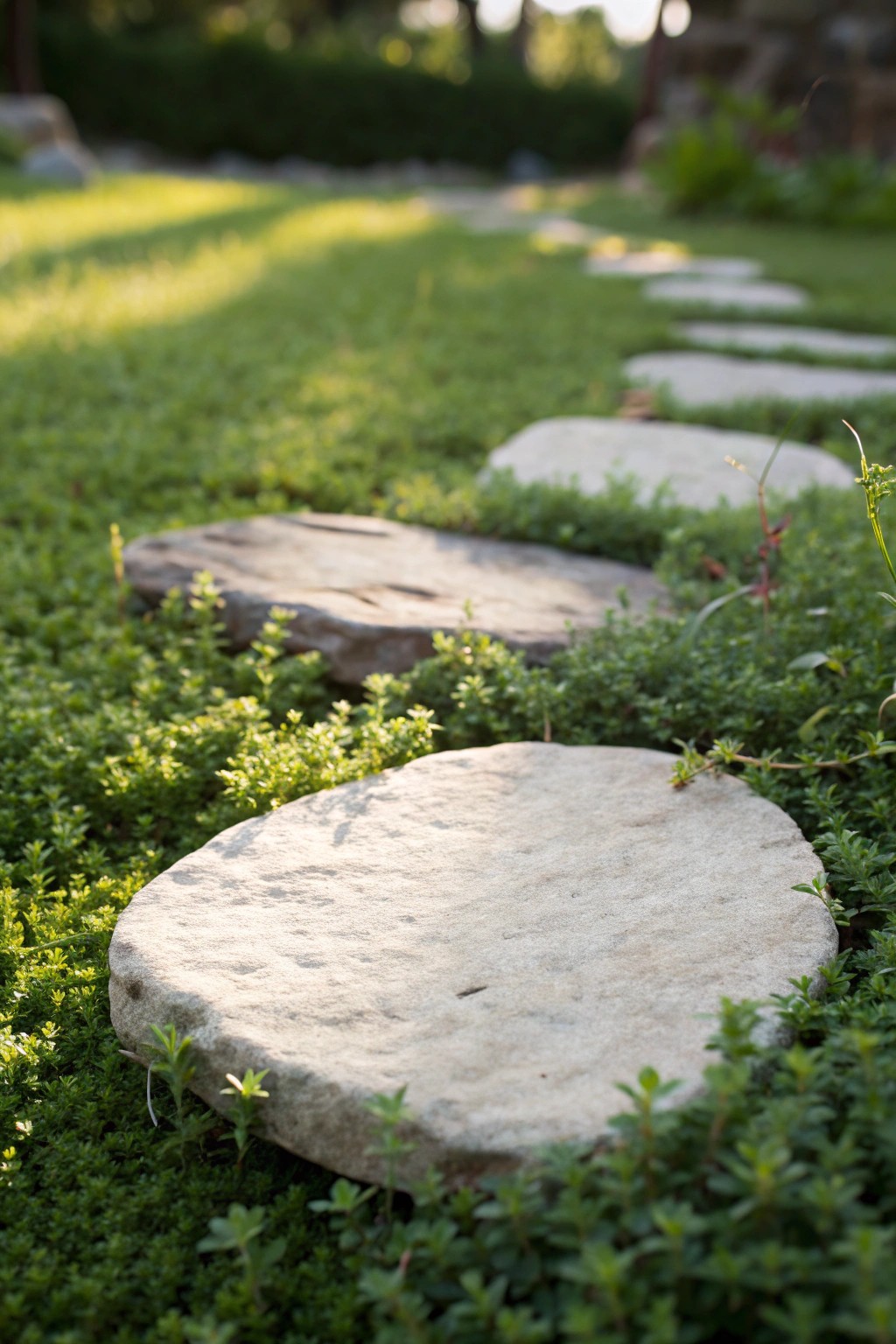 Elevate your entry with a beautifully crafted stepping stone pathway.