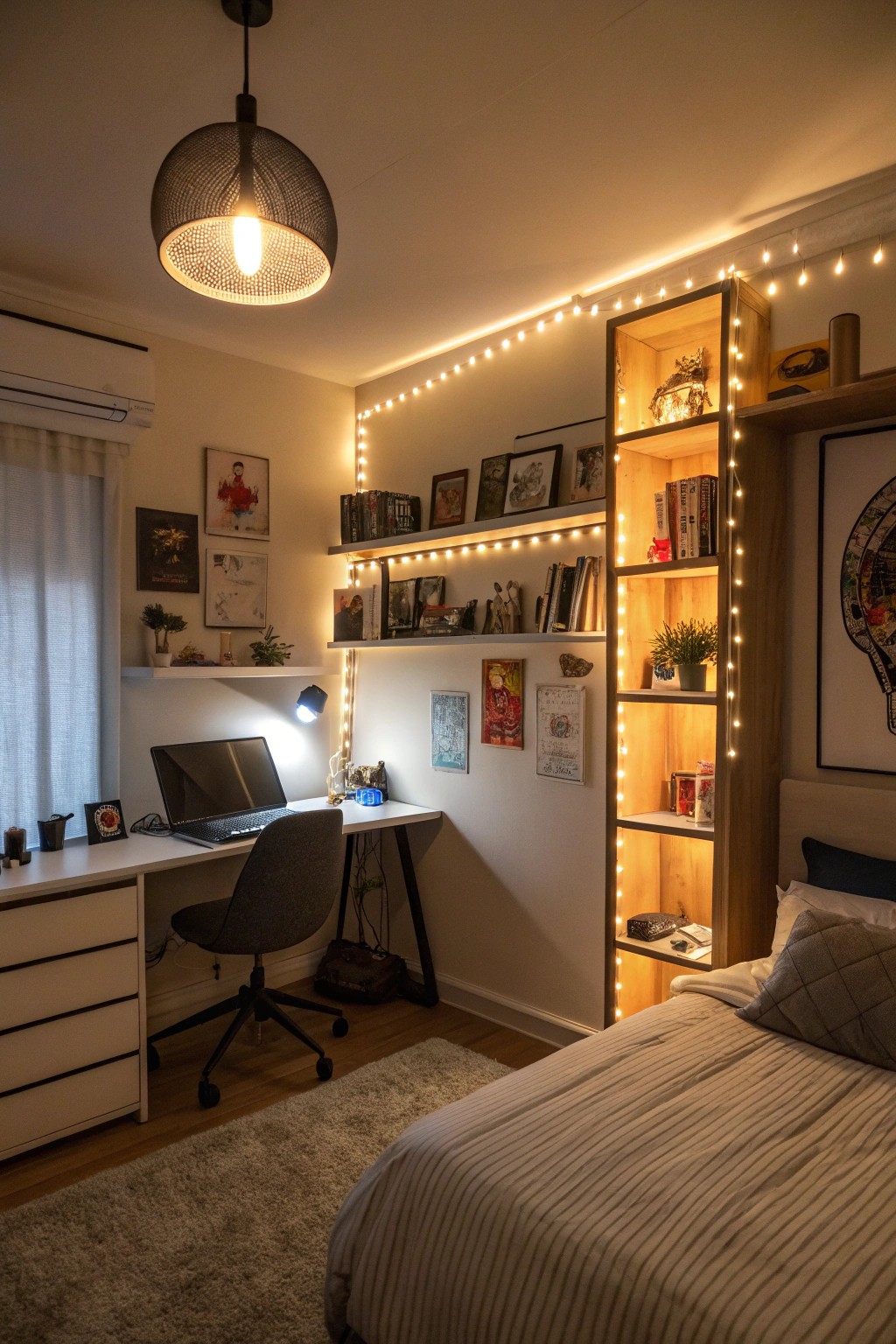 Layered lighting lets teens set the mood for every activity.