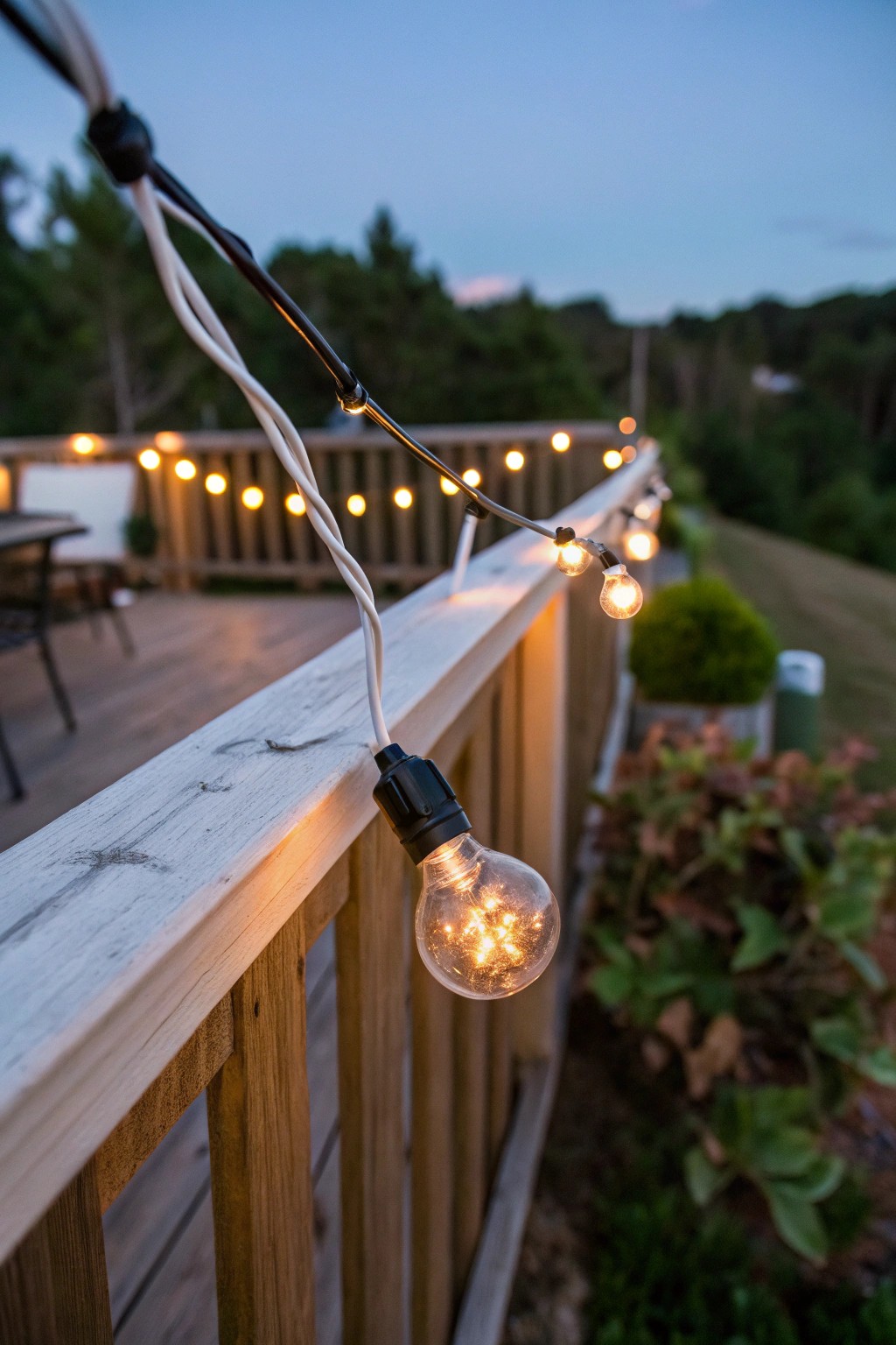 A single glowing string light transforms your patio into a magical retreat.
