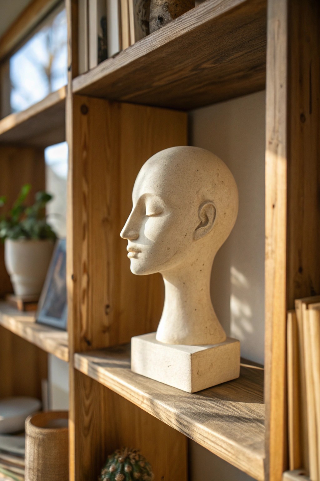 Elevate your bookshelf with a unique ceramic sculpture—where art meets simplicity.