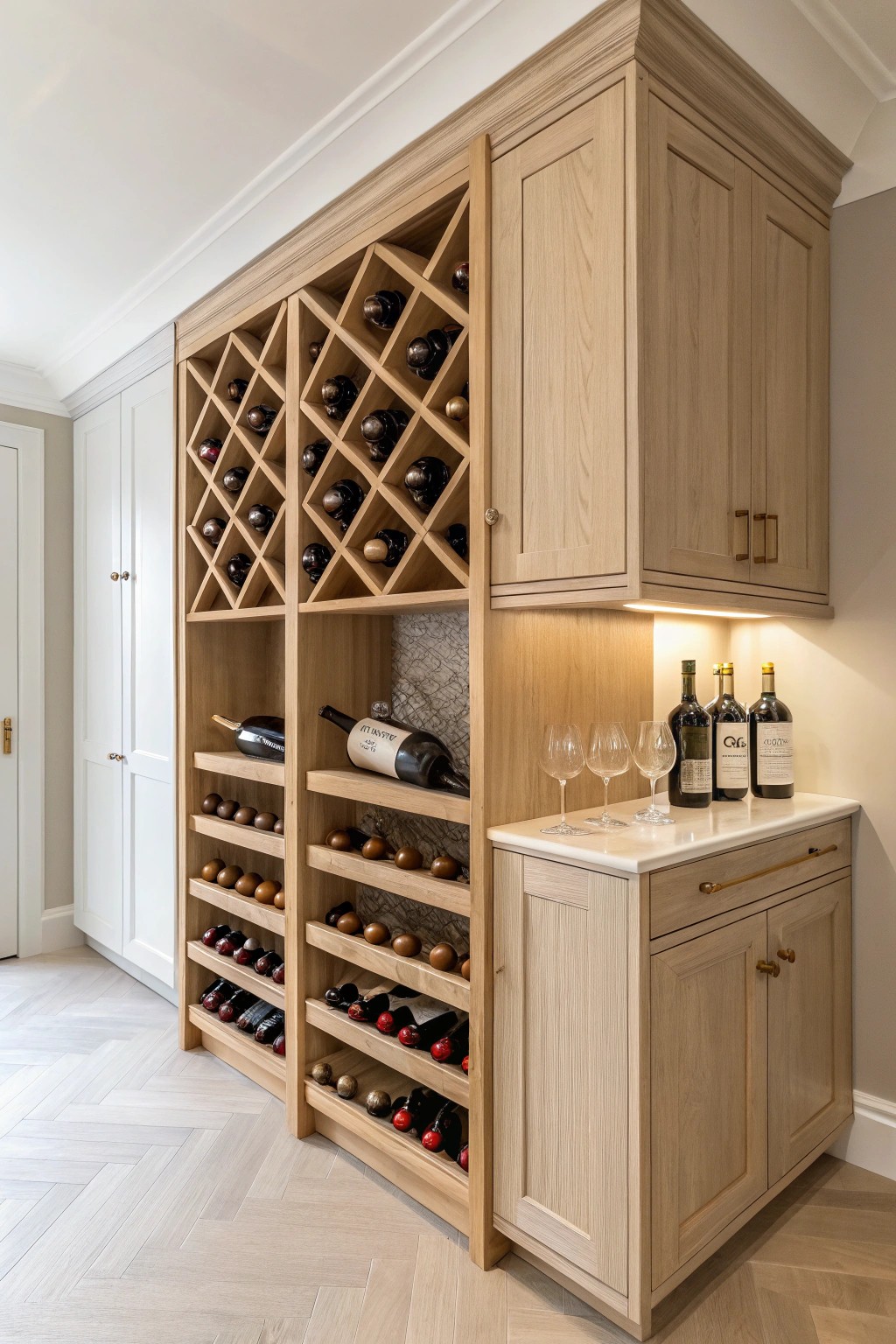 Elevate your butler’s pantry with timeless built-in wine storage.
