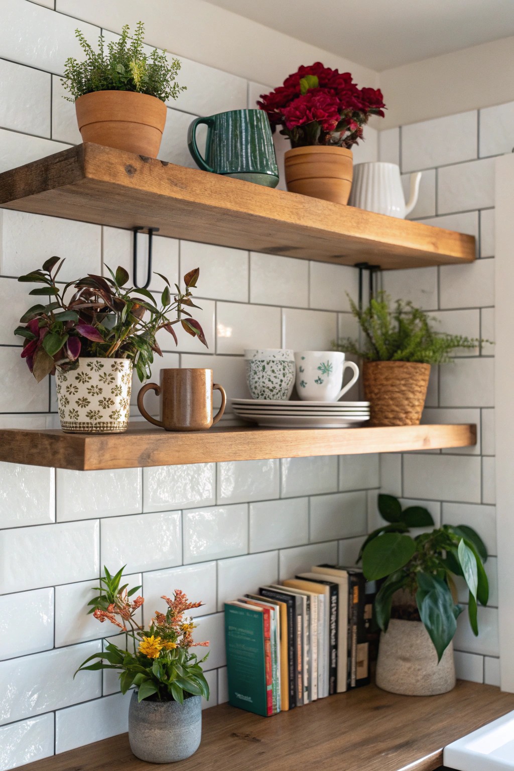 Open corner shelves turn tricky angles into airy, stylish displays.