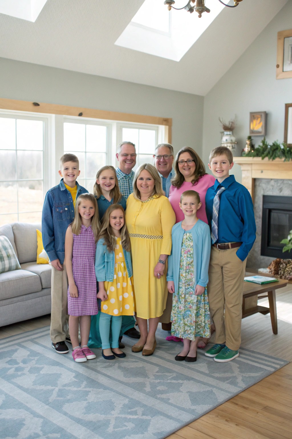 A family portrait where coordinated colors meet personal style.
