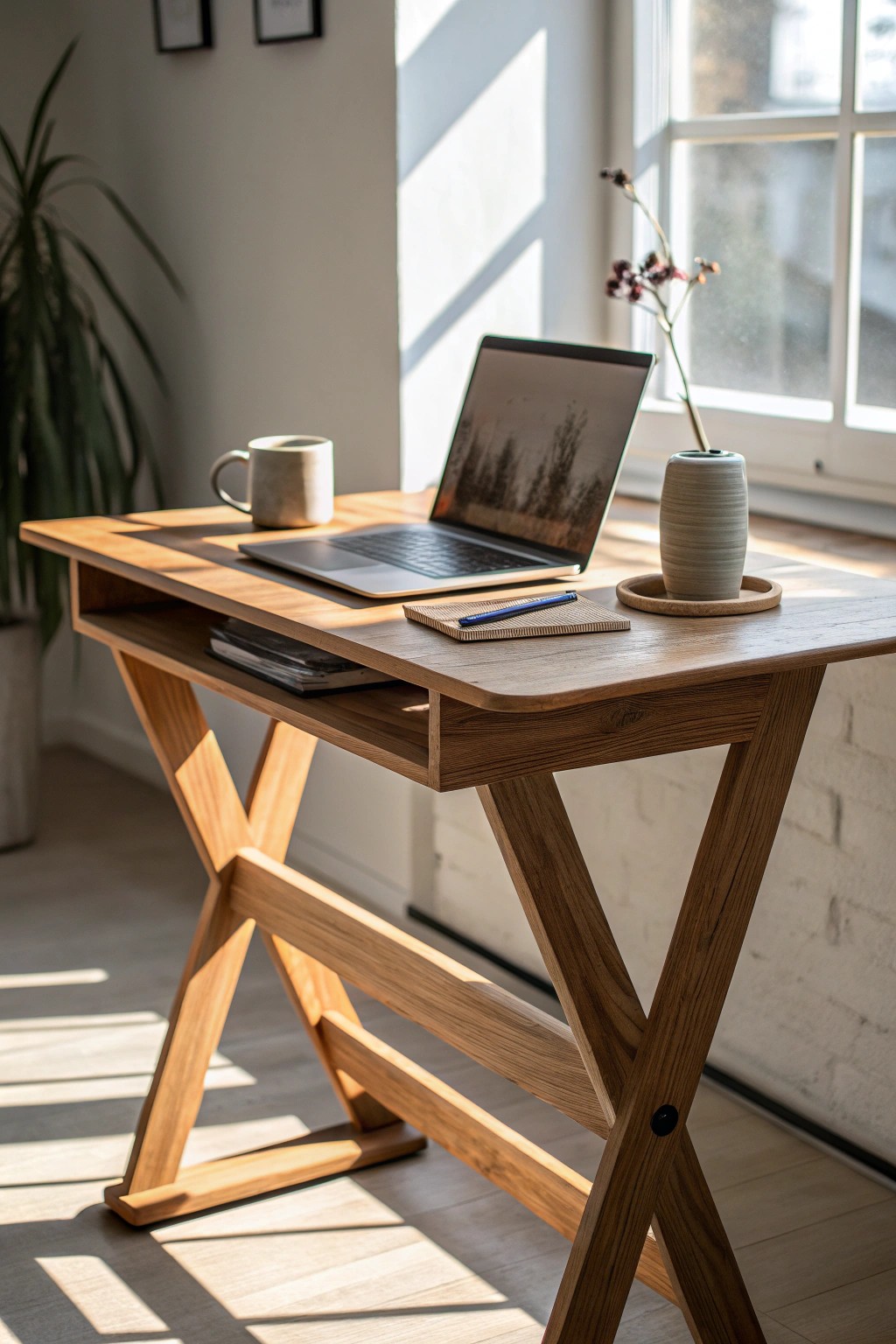 Elevate your workflow with a serene standing desk sanctuary.
