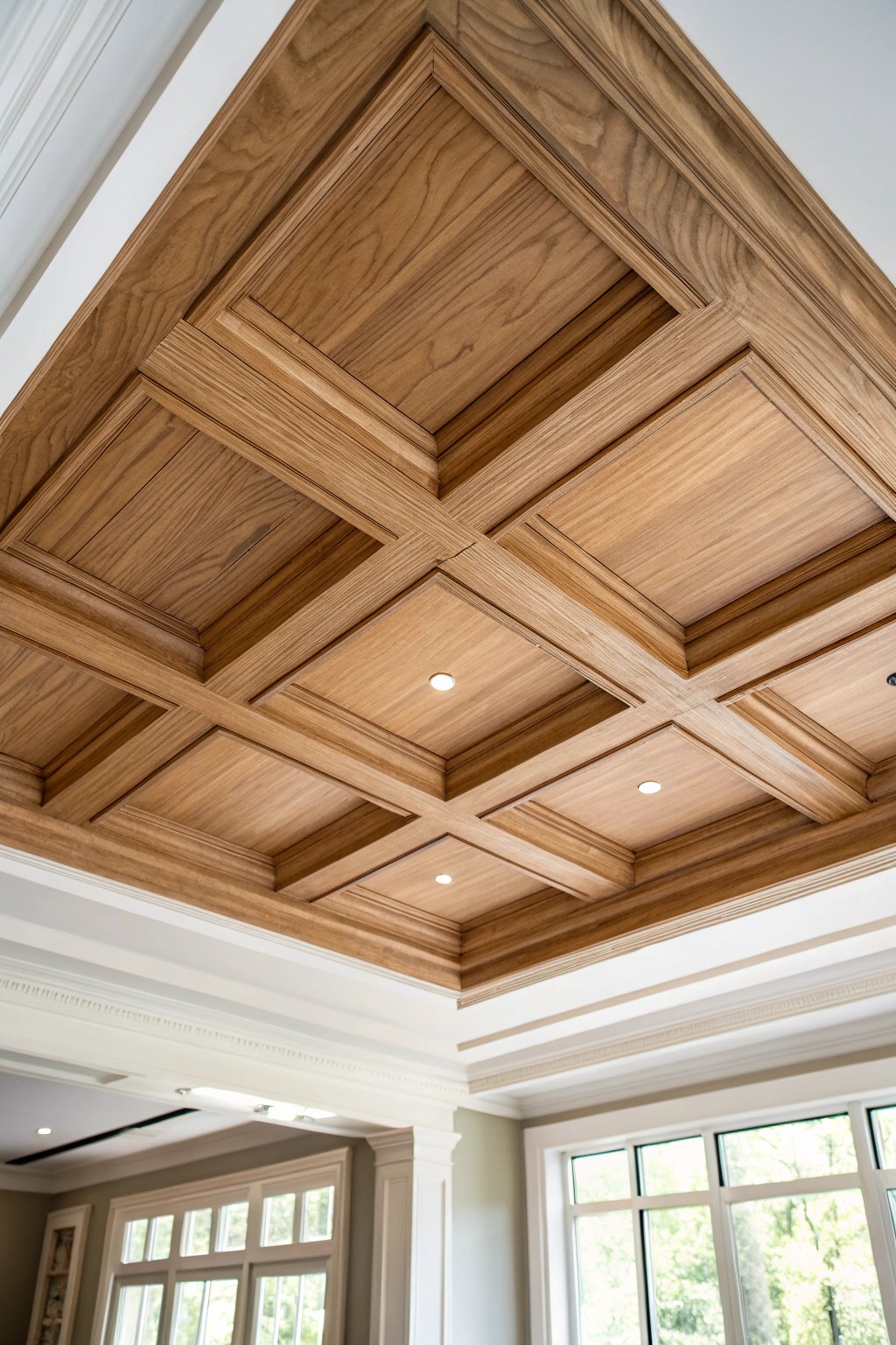 Elevate your space with the timeless beauty of a handcrafted coffered ceiling.
