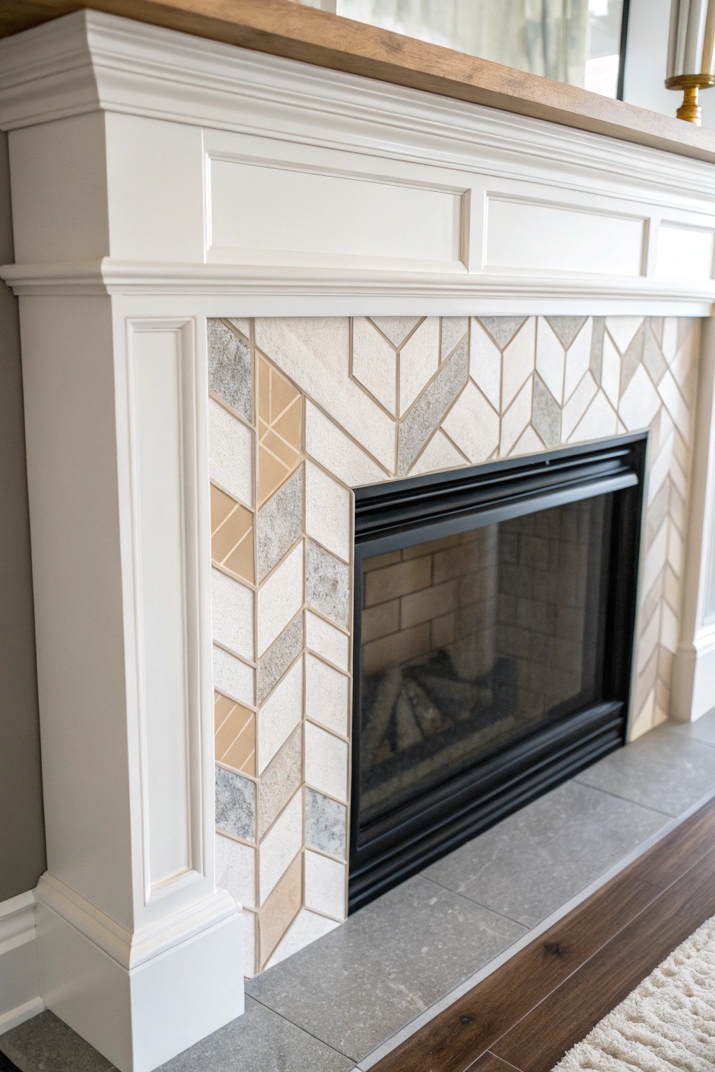 Transform your fireplace with chic peel-and-stick tiles—simple beauty, stunning results.