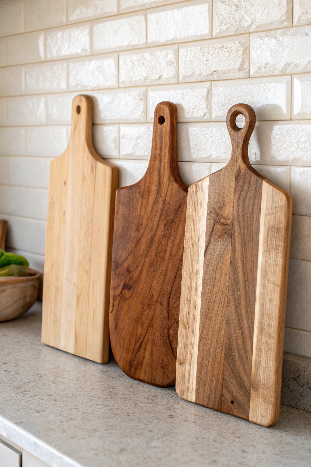 Elevate your kitchen with the natural charm of layered wooden cutting boards.