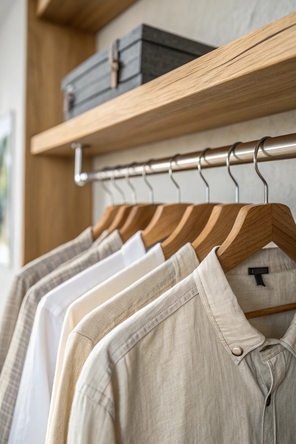 Simple elegance: integrated hanging rods bring beauty and function to your laundry space.