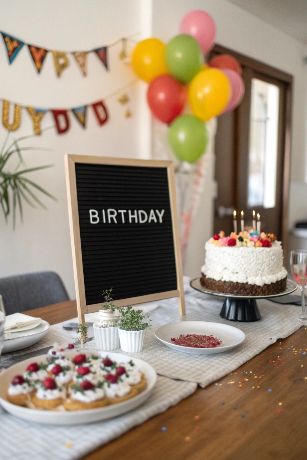 A personalized birthday message on a letter board makes celebrations memorable.