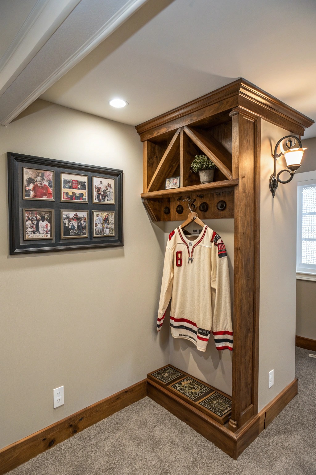 Transform a small corner into a stunning sports shrine with handcrafted details.