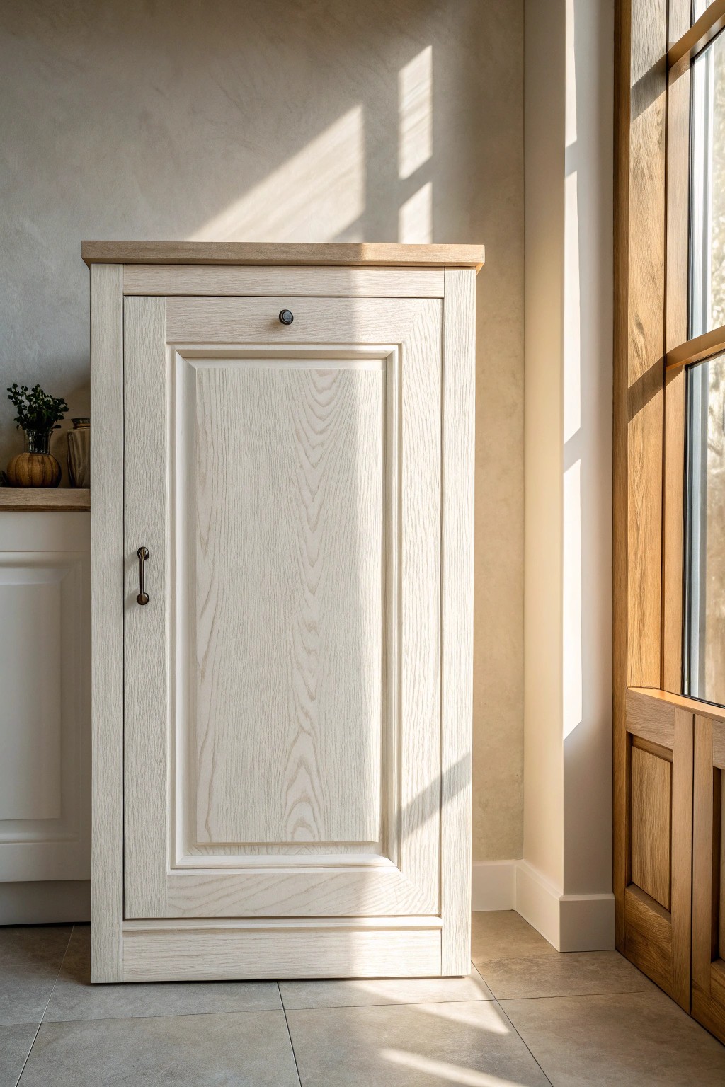 Brighten your kitchen with light hues and natural craftsmanship.