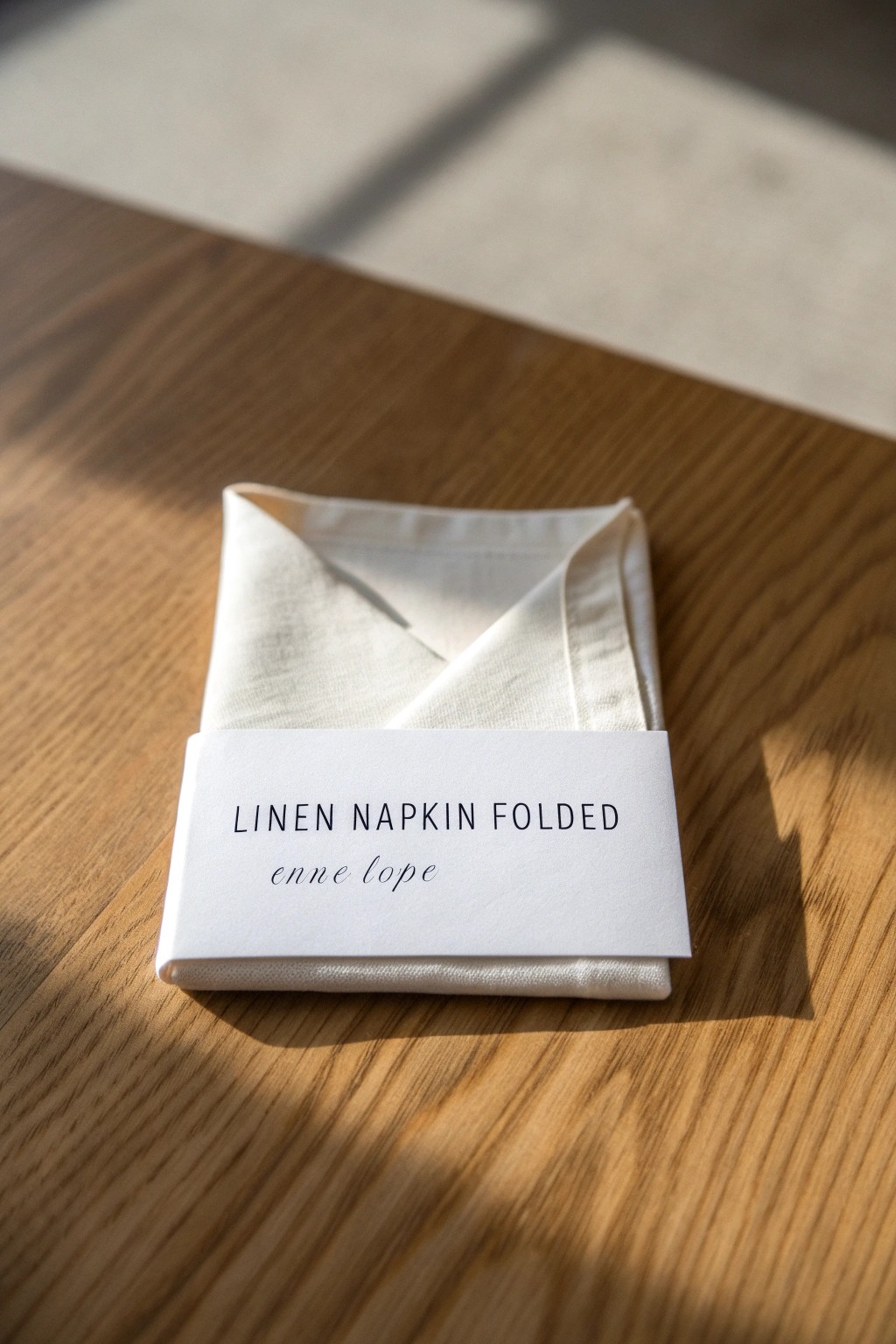 A linen envelope-folded napkin with a heartfelt note—simple touches, unforgettable moments.