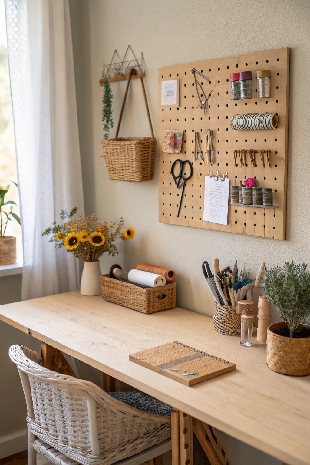 A serene craft corner: where inspiration meets thoughtful organization.