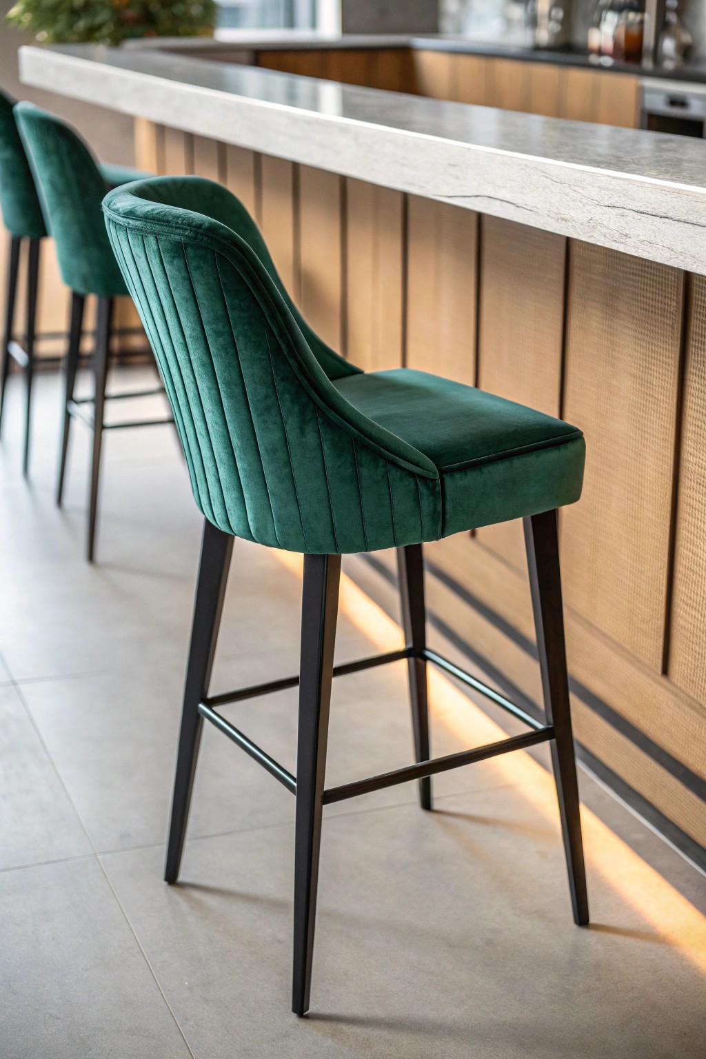 Elevate your space with the timeless comfort of velvet bar stools.