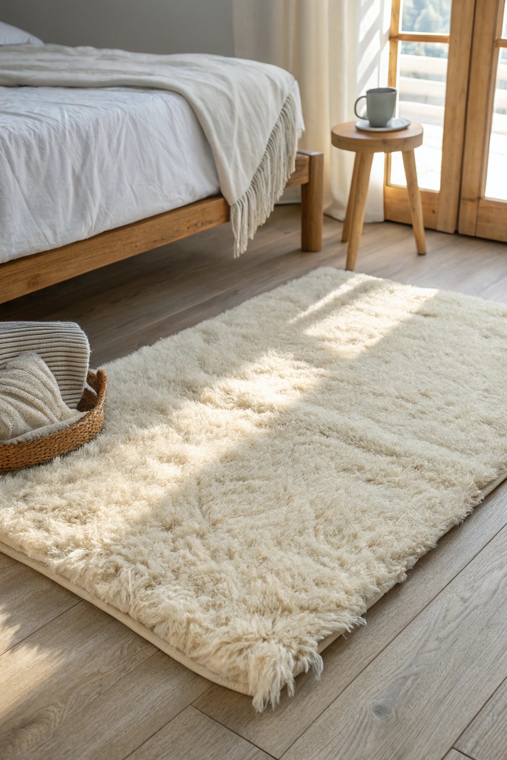 Step into softness—indulge your senses with a plush bedroom rug.