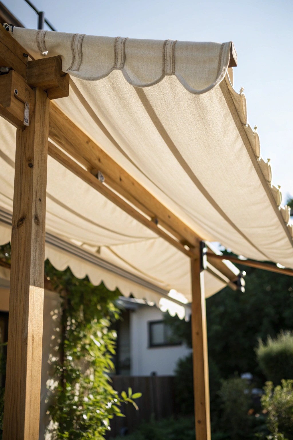 Effortless shade with a handcrafted retractable fabric awning—simple, natural, beautiful.