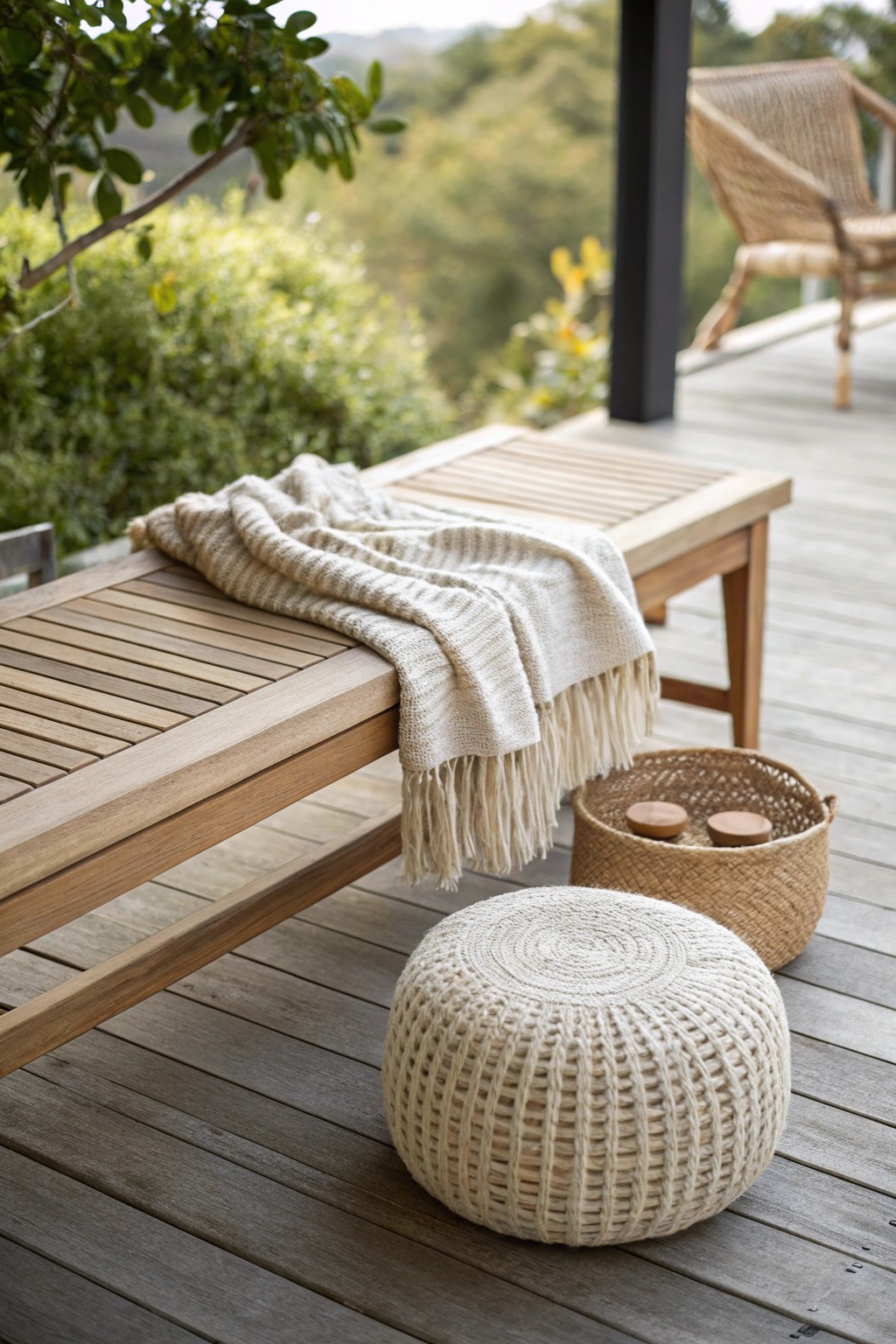 Effortless charm: mix and match seating for a personalized deck retreat.