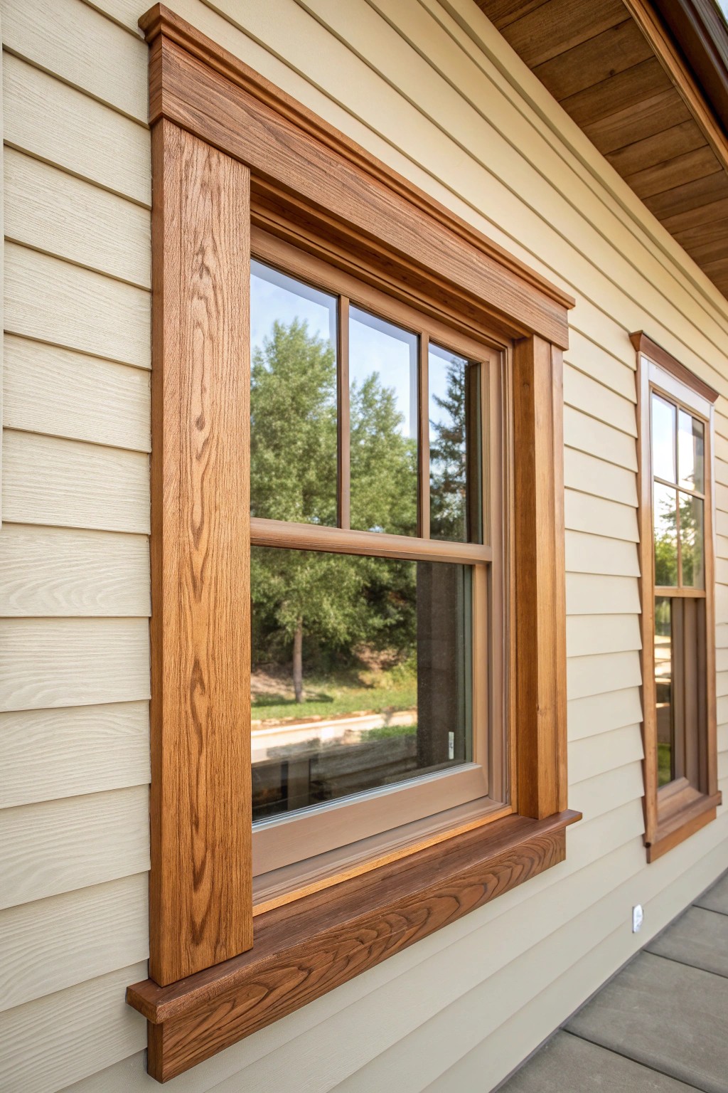 Make a grand statement with wide, handcrafted window trim.