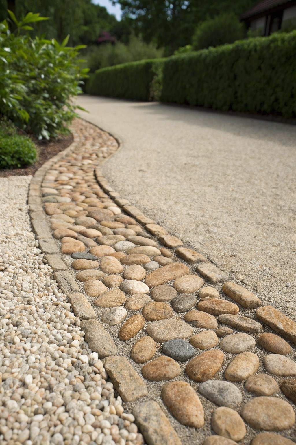 Elevate your driveway with timeless cobblestone accents.