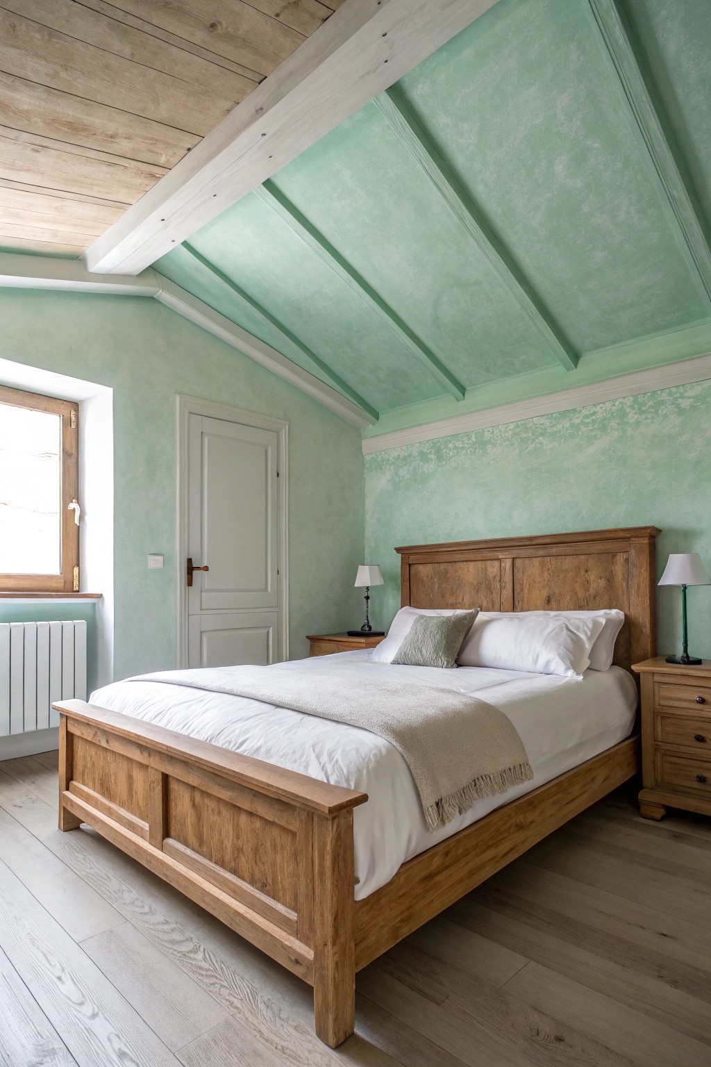 Let a soft green ceiling bring a touch of nature and calm to your bedroom sanctuary.