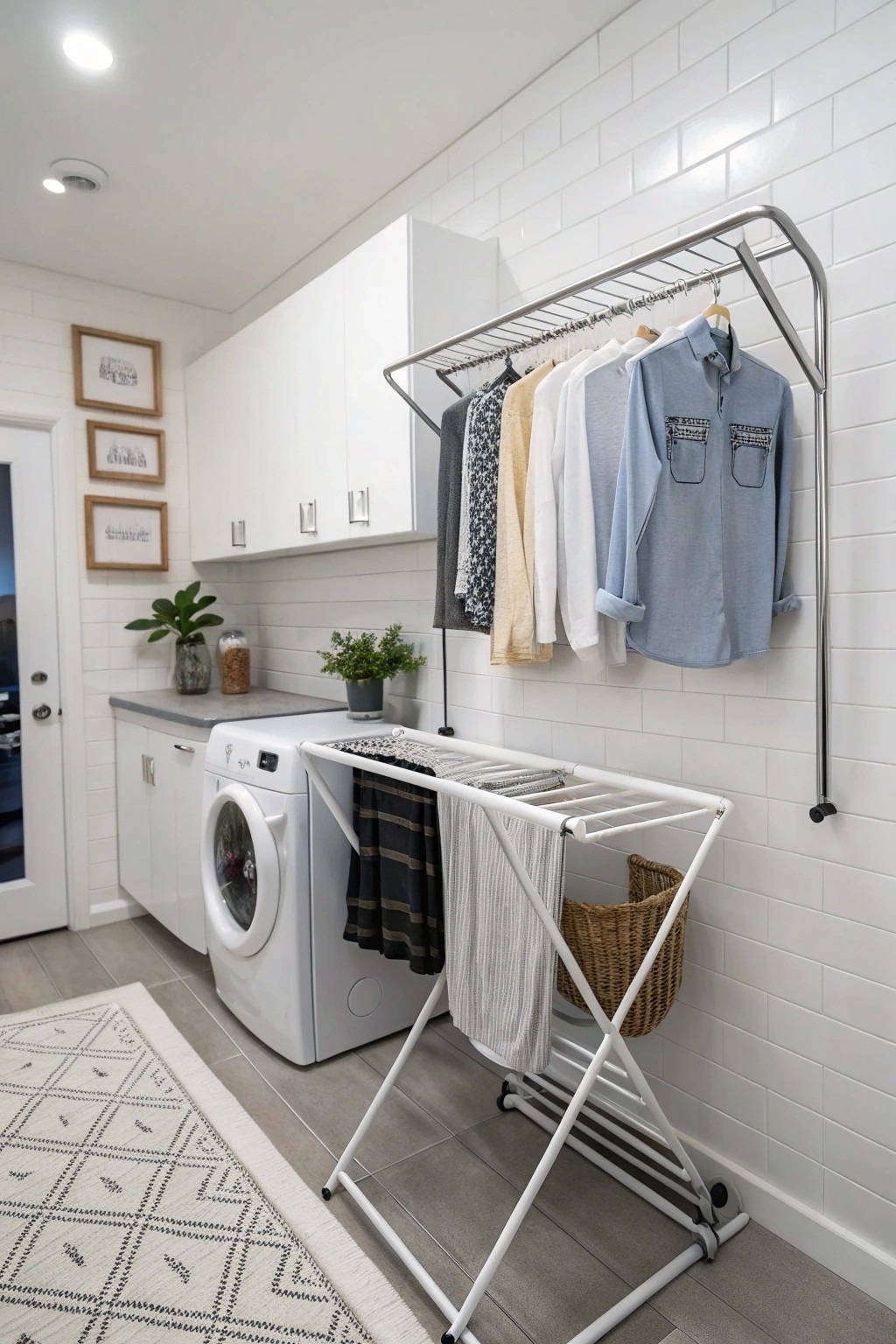 Foldable drying racks provide flexible drying space without clutter.