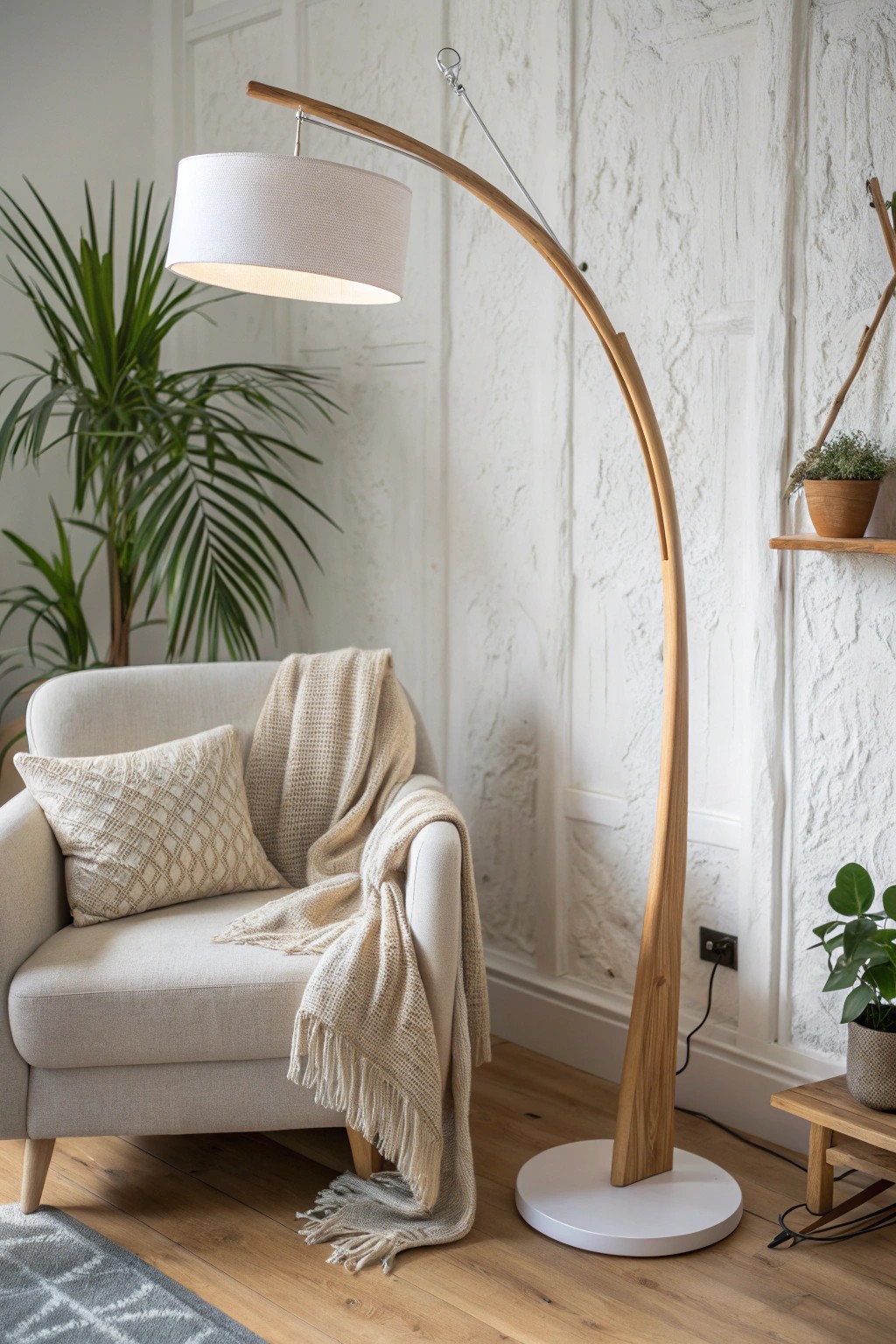 Elevate your living room with a sculptural floor lamp—where art meets function.