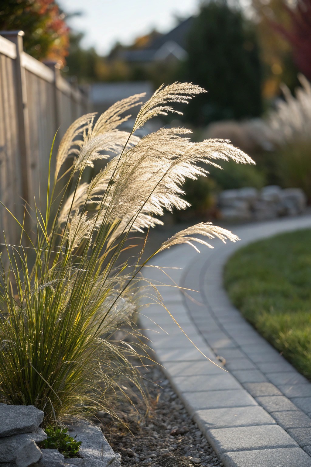 Effortless beauty: ornamental grasses bring texture and movement to your side yard with zero fuss.