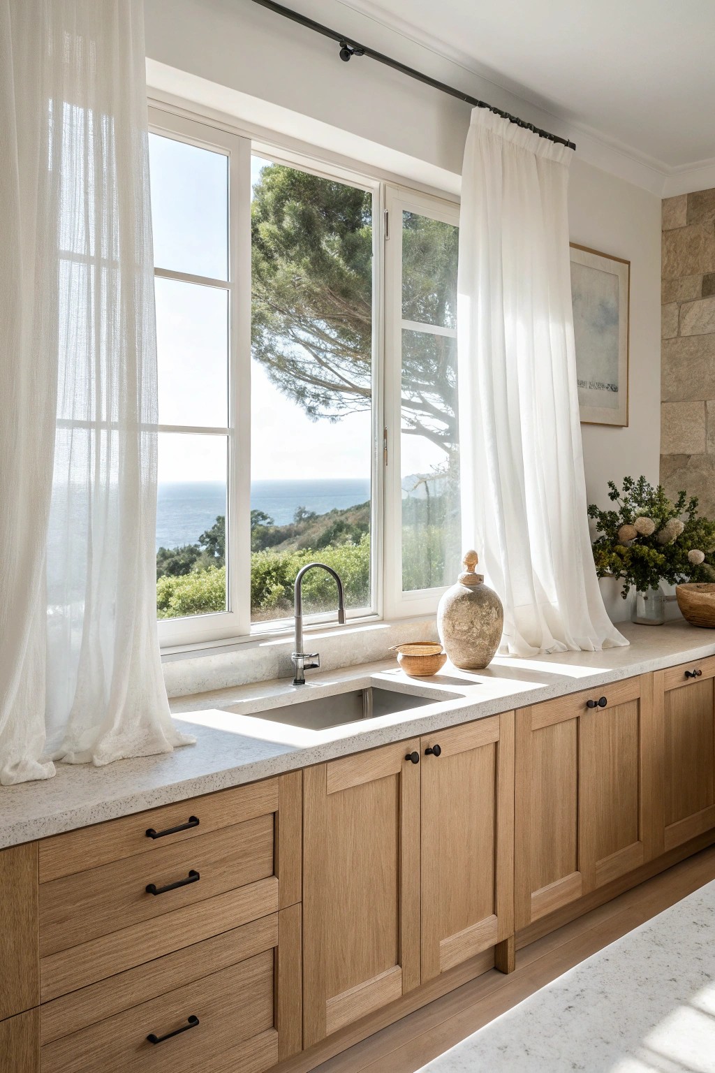 Let sunlight flood your kitchen—maximize natural beauty with oversized windows.