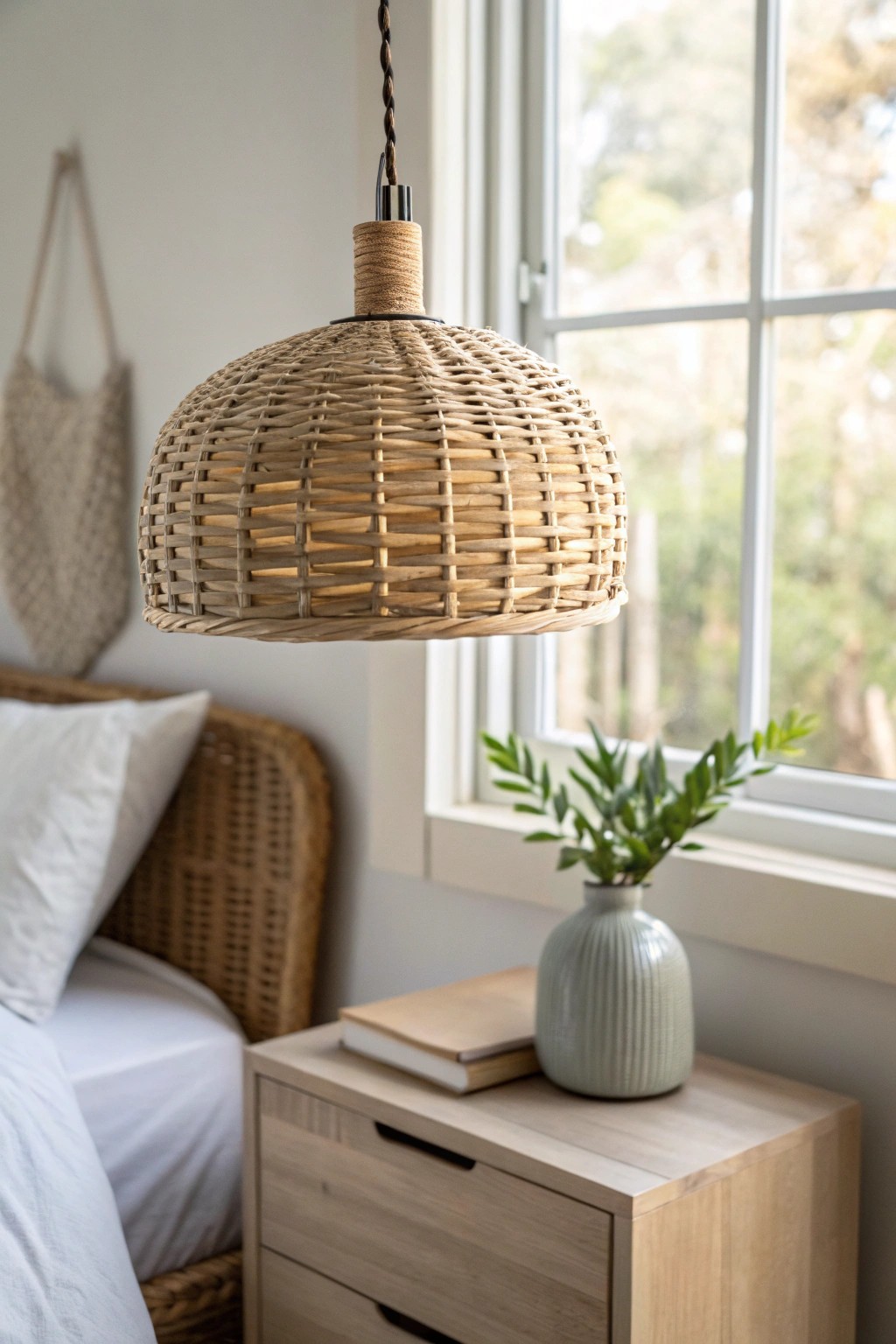 Elevate your bedroom with a sculptural statement light—where craftsmanship meets modern simplicity.