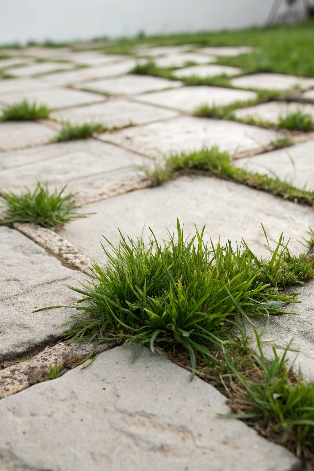Let nature soften the path—embrace grassy gaps between pavers for a touch of wild elegance.