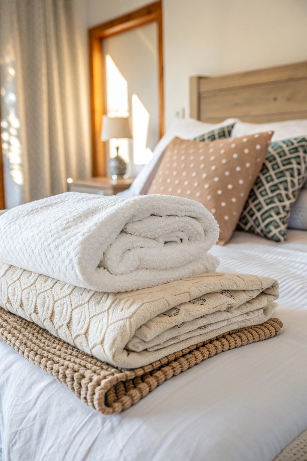 Transform your small bedroom into a cozy retreat with layers of textured bedding.