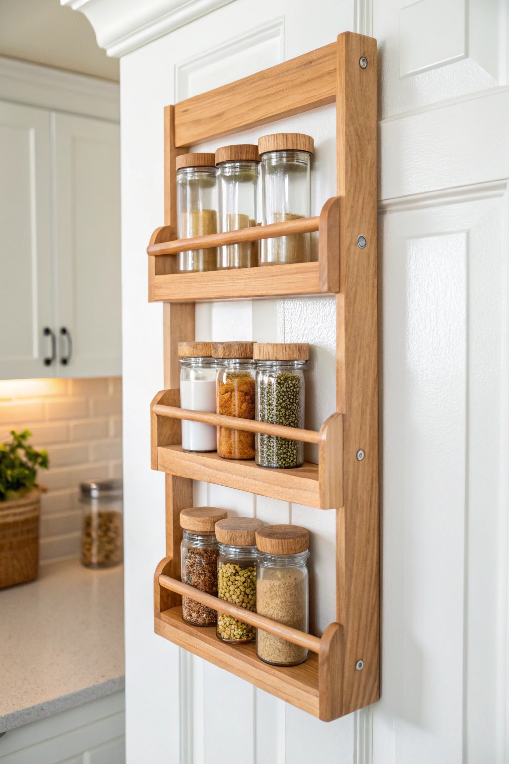 Maximize style and space with this elegant over-the-door spice organizer.