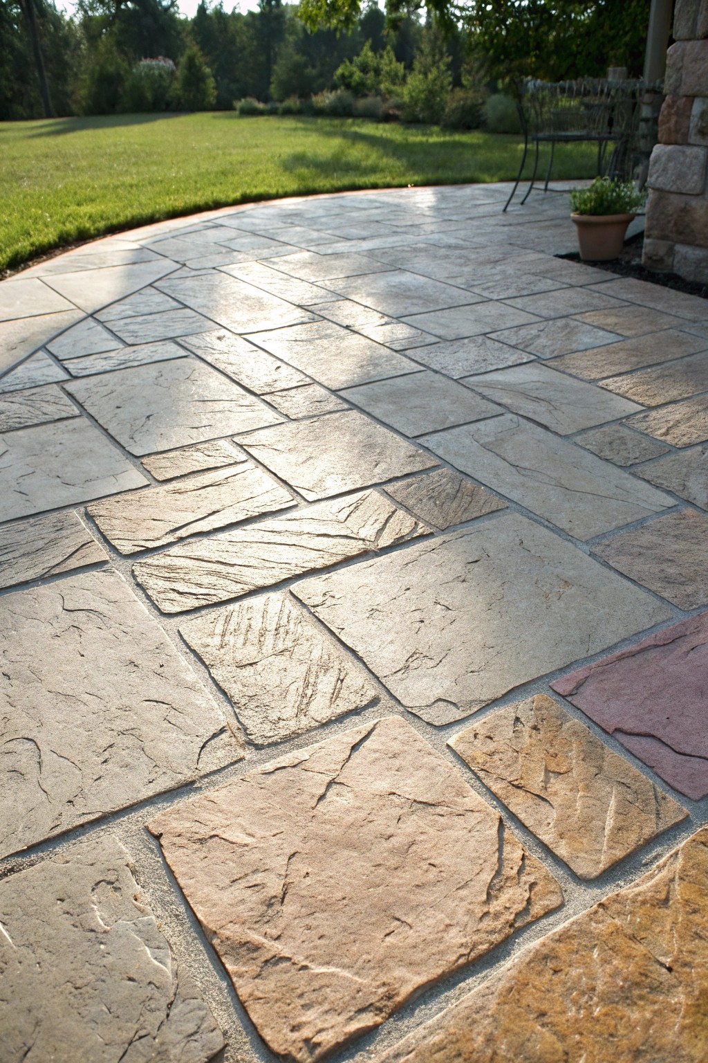 Effortless elegance: stamped concrete that looks just like natural flagstone.